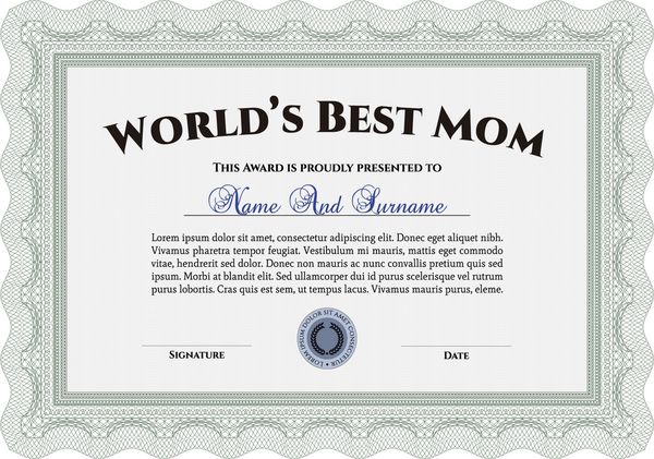 جایزه بهترین مادر دنیا حاشیه قاب با الگوی گیلوش و پس زمینه طراحی رترو