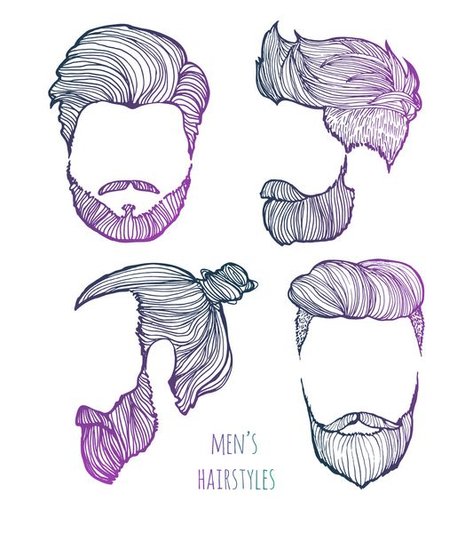 مدل موی مردانه مجموعه ای از طرح های دستی وکتور