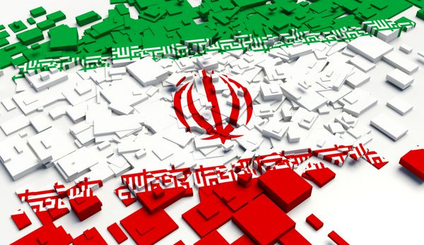 تکه تکه پرچم ایران تصویر سه بعدی