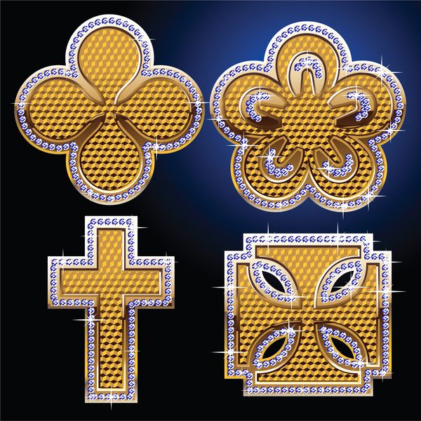 نمادهای الماس و طلا صلیب و ستاره