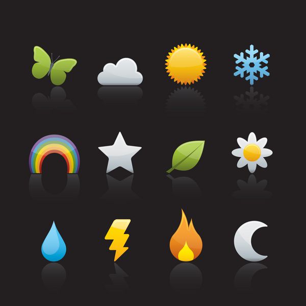 نماد تنظیم شده در سیاه - آب و هوا و آب و هوا