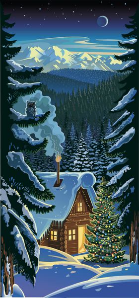 کریسمس منظره جنگلی زمستانی