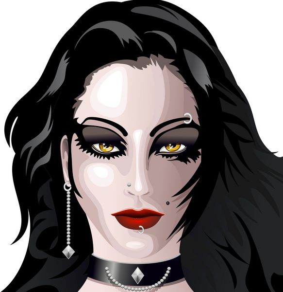 ragazza viso moda gotica-gothic fashion girl f-2-vector