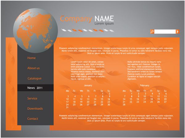 قالب طراحی سایت نارنجی - وکتور
