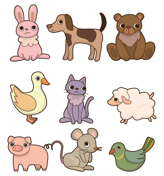 مجموعه آیکون حیوانات کارتونی