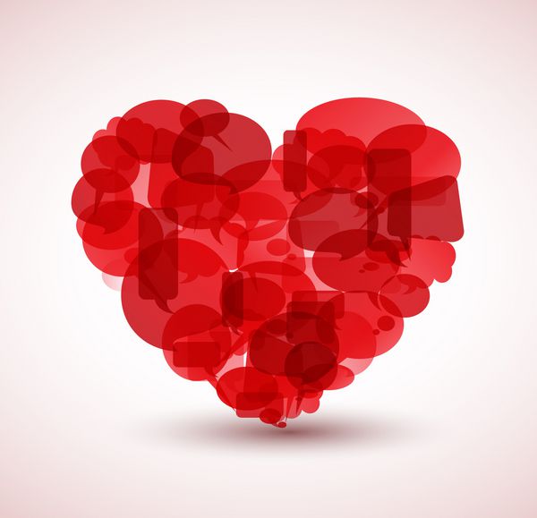 قلب ساخته شده از حباب های کارتونی قرمز