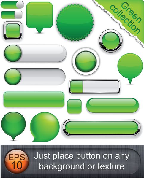 دکمه های مدرن سبز با جزئیات بالا