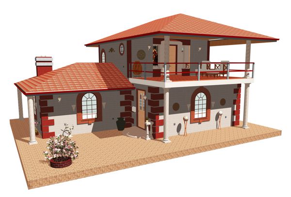 casa con terrazza aperta-home with terr-3d