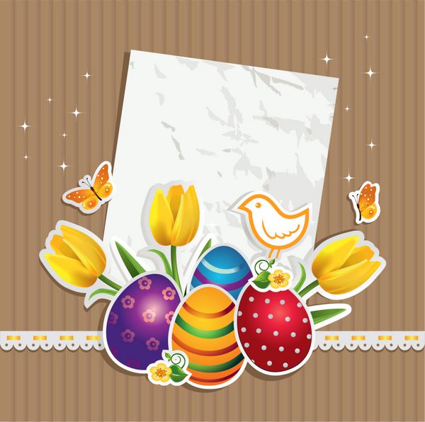 کارت تبریک عید پاک با پرنده