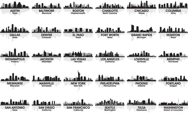 مجموعه ای باورنکردنی از افق شهر ایالات متحده آمریکا 30 شهر
