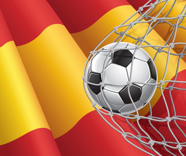 گل فوتبال پرچم اسپانیا با یک توپ فوتبال در یک تور بردار il