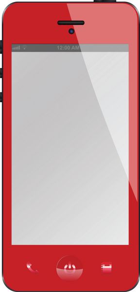 تلفن همراه قرمز در پس زمینه جدا شده سفید