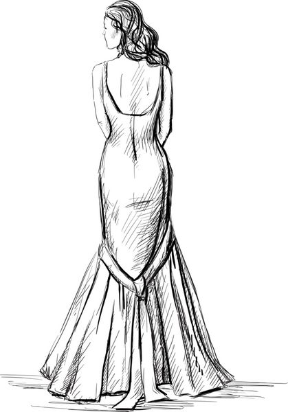 دختر ایستاده با لباس بلند