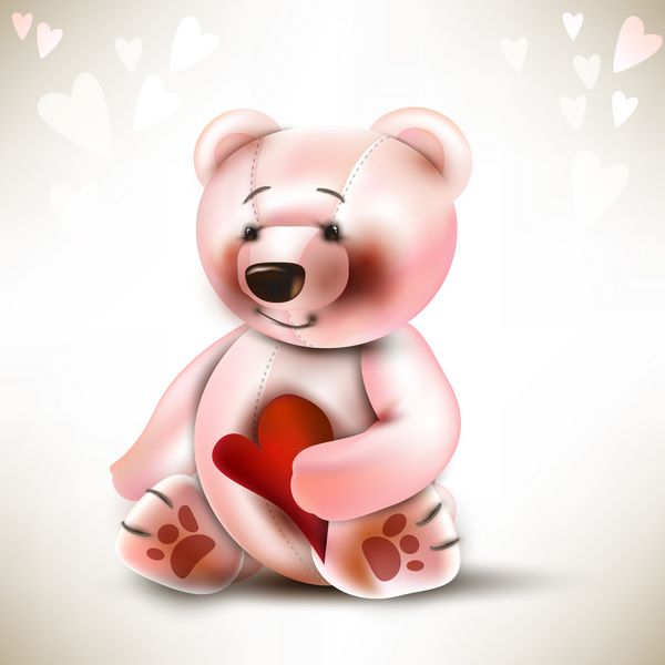 خرس عروسکی با قلب قرمز