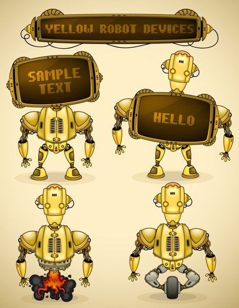 دستگاه های ربات قدیمی زرد