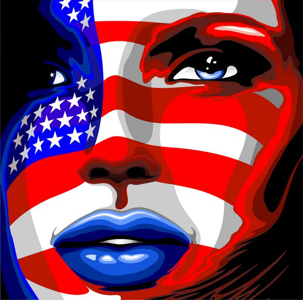 پرچم ایالات متحده روی پرتره دخترانه-bandiera stati uniti su viso donna