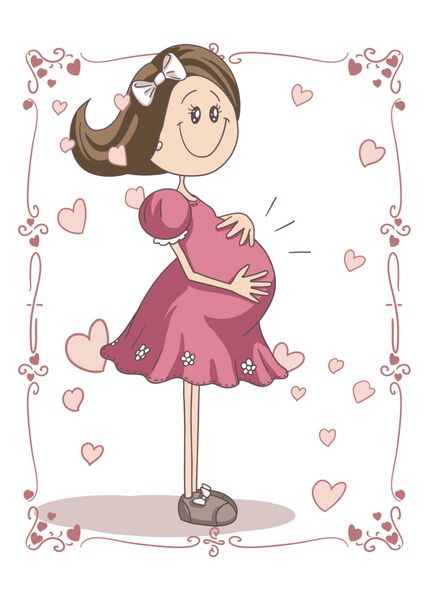 کارتون بارداری - وکتور تصویر دستی