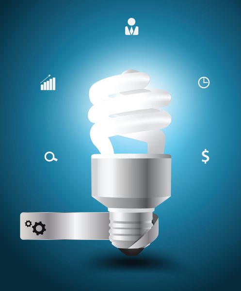 مفهوم ایده لامپ وکتور با نمادهای تجاری