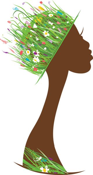 مفهوم مراقبت از موی ارگانیک سر زن با کلاه ساخته شده از علف