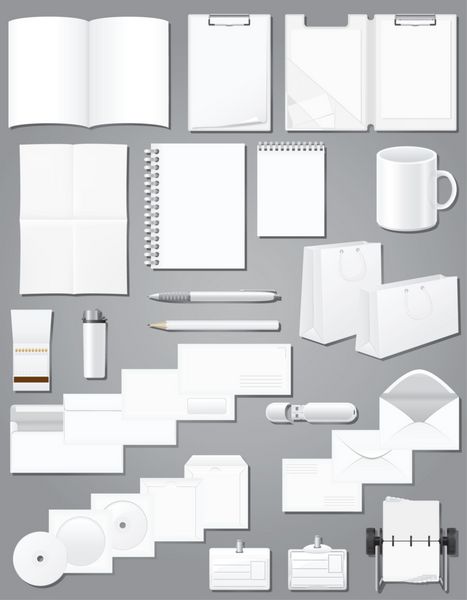 مجموعه آیکون ها نمونه های خالی سفید برای وکت طراحی هویت شرکتی