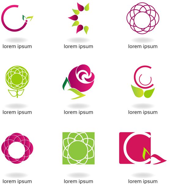 طراحی گرافیک - ست با گل در رنگ ها و اشکال مختلف