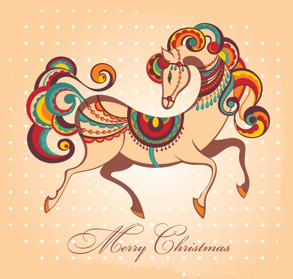 کارت کریسمس مبارک با اسب پری 2014