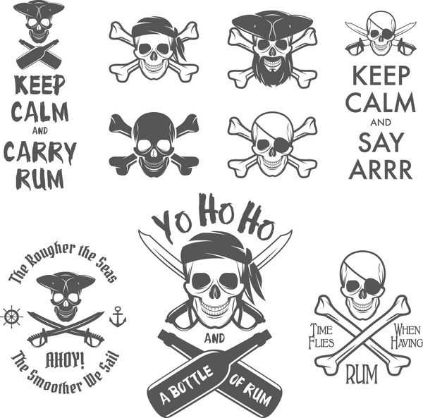 مجموعه ای از عناصر طراحی با مضمون دزدان دریایی