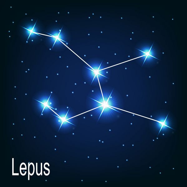 ستاره صورت فلکی لپوس در آسمان شب وکتور ilra