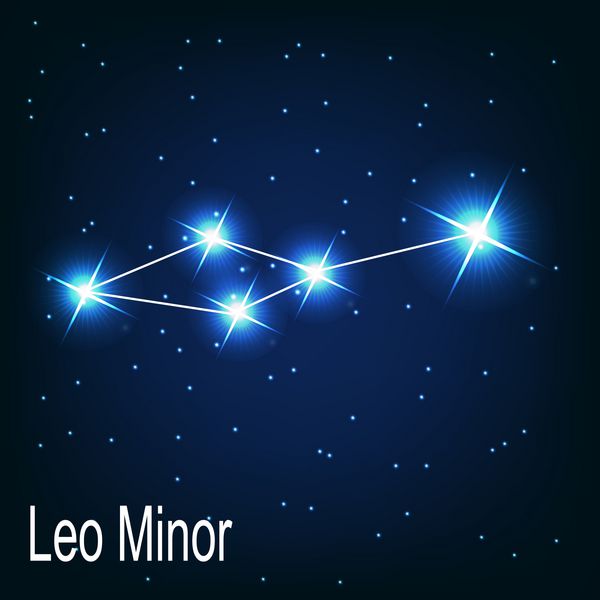ستاره کوچک صورت فلکی شیر در آسمان شب وکتور illu