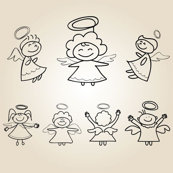 نقاشی های دستی کارتون فرشته