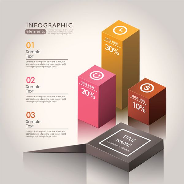 وکتور اینفوگرافیک نمودار سه بعدی انتزاعی