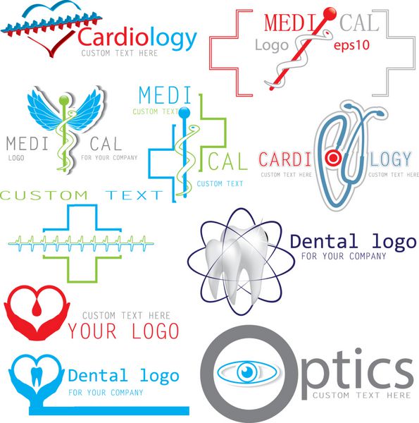 مجموعه ای از نمادهای لوگوهای پزشکی