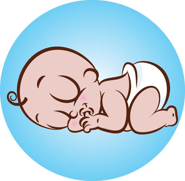 وکتور از نوزاد ناز خوابیده در پوشک