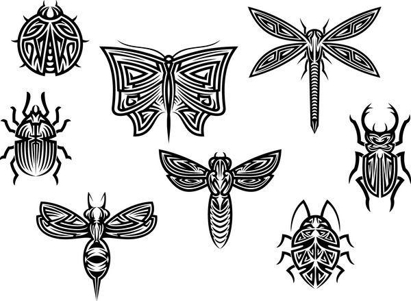 مجموعه قبیله ای با عناصر زینتی از حشرات