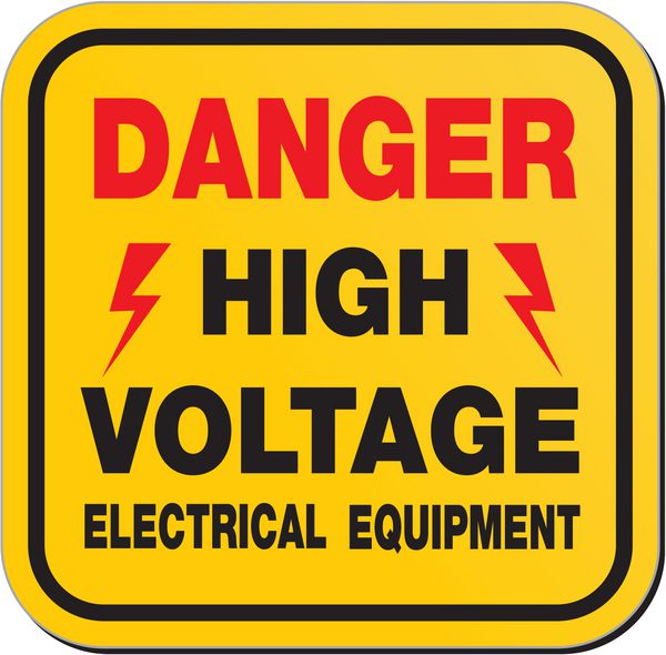 خطر تجهیزات الکتریکی ولتاژ بالا - علامت زرد