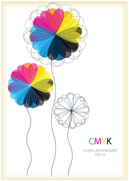 وکتور رنگی قاب گل cmyk با pl برای متن