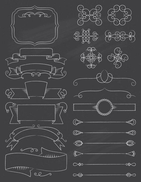 عناصر طراحی تخته سیاه خوشنویسی قدیمی پنج