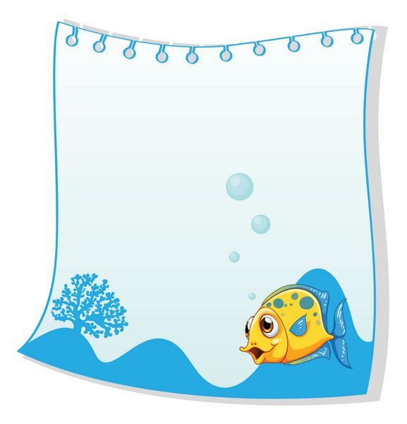 یک کاغذ خالی با یک ماهی زرد در پایین