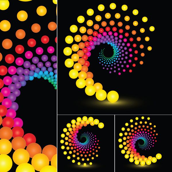 مجموعه آیکون چرخش انتزاعی طراحی نقاط رنگارنگ