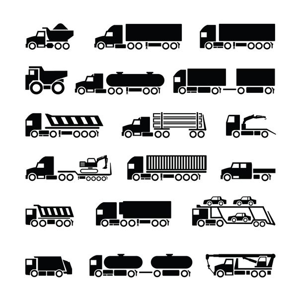 مجموعه آیکون های کامیون تریلر و وسایل نقلیه