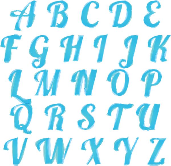 حروف الفبای آبرنگ تلطیف شده جدا شده