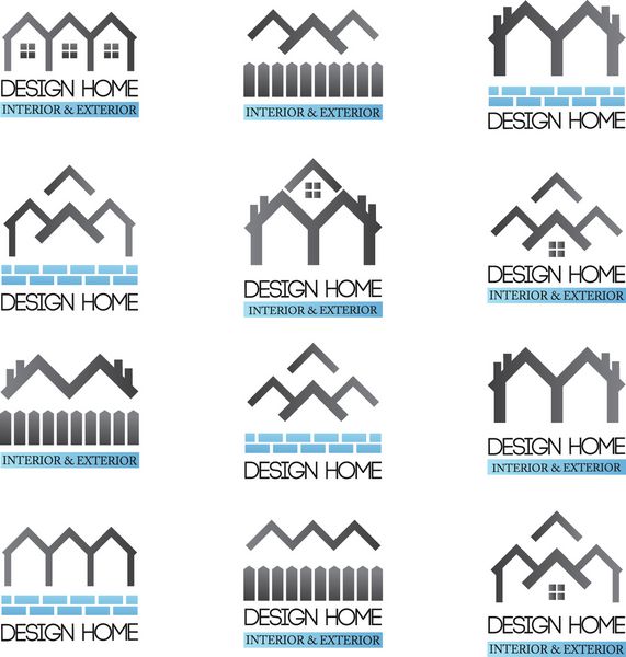 مجموعه آیکون های طراحی خانه - جدا شده در پس زمینه سفید - تصاویر وکتور طرح گرافیکی قابل ویرایش برای طرح شما