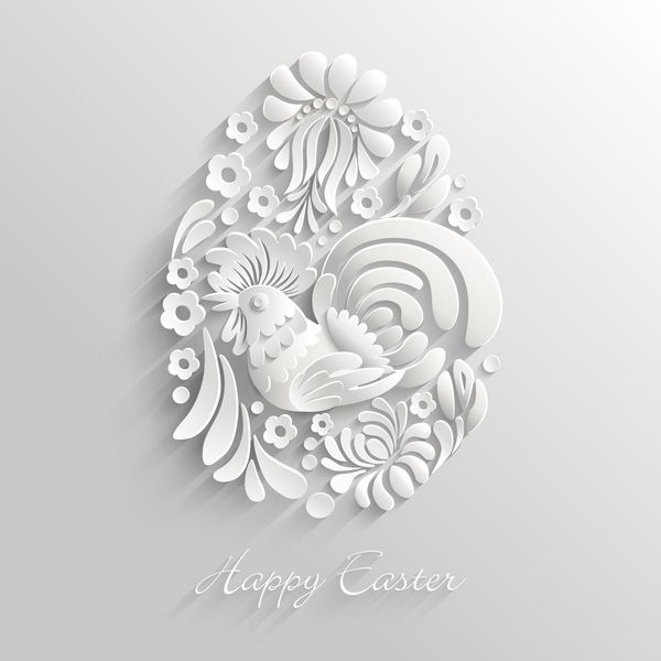 کارت عید پاک با الگوی کاغذ سفید سه بعدی تخم مرغی شکل