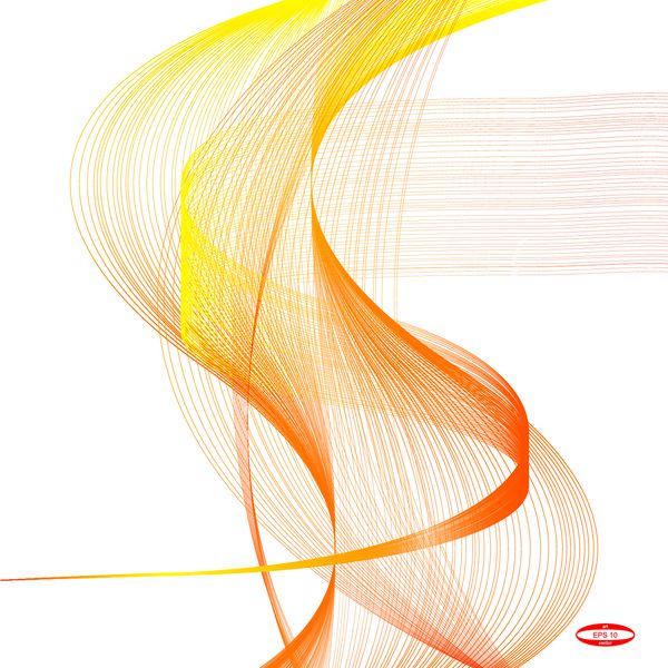 نوار زرد موج نارنجی خط قرمز انتزاعی بر روی وکتور پس زمینه سفید