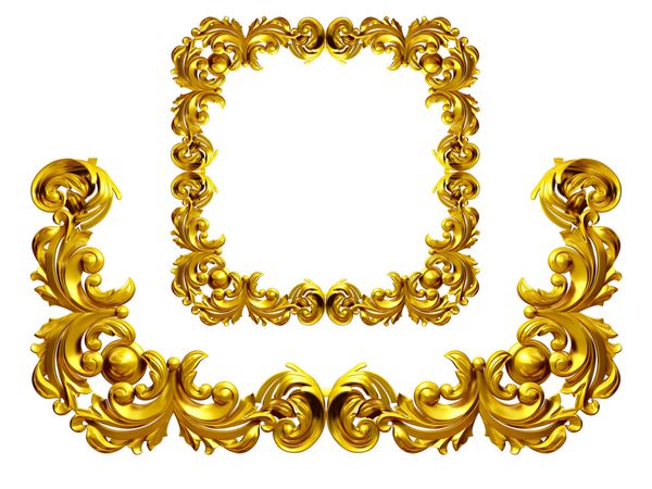 قاب طلایی با زیورآلات اوکی در طلا عنصر را آینه کنید تا قاب کامل شود