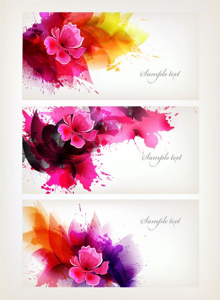 مجموعه ای از عنصر گل های فانتزی طراحی قالب بروشور با عناصر گلدار