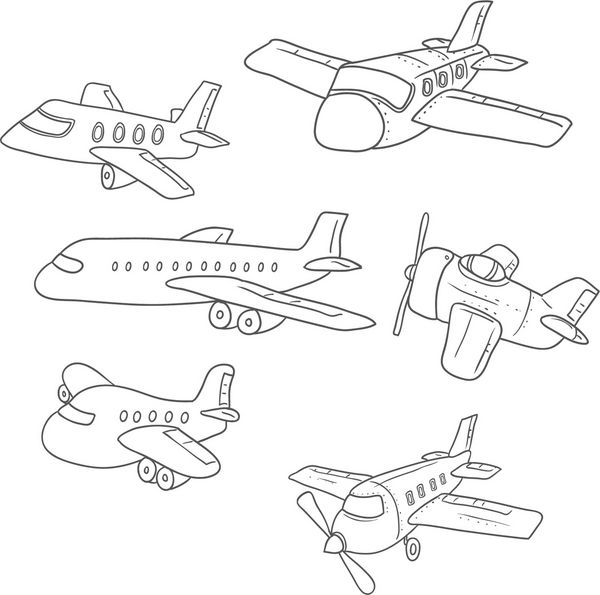مجموعه هواپیماهای طراحی شده با دست وکتور کارتونی