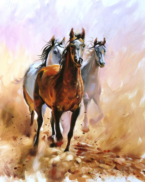 نقاشی رنگ روغن شور اسب سواری