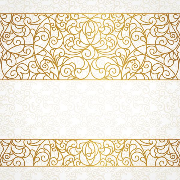 وکتور حاشیه بدون درز مزین به سبک شرقی عنصر خط خط برای طراحی pl برای متن قاب زینتی قدیمی برای دعوت عروسی و کارت تبریک دکور طلای سنتی