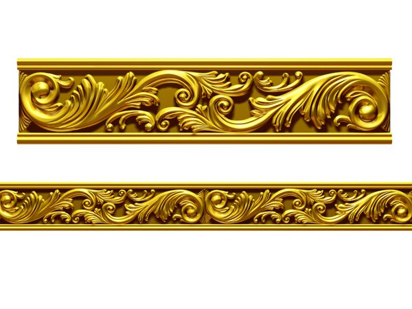بخش تزئینی طلایی موج نسخه مستقیم برای فریز قاب یا حاشیه